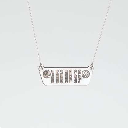 Jeep JL Grill with Ocean to Mountains Stainless Steel Necklace
