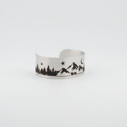 Jeeping in the Mountains Stainless Steel Wide Bracelet