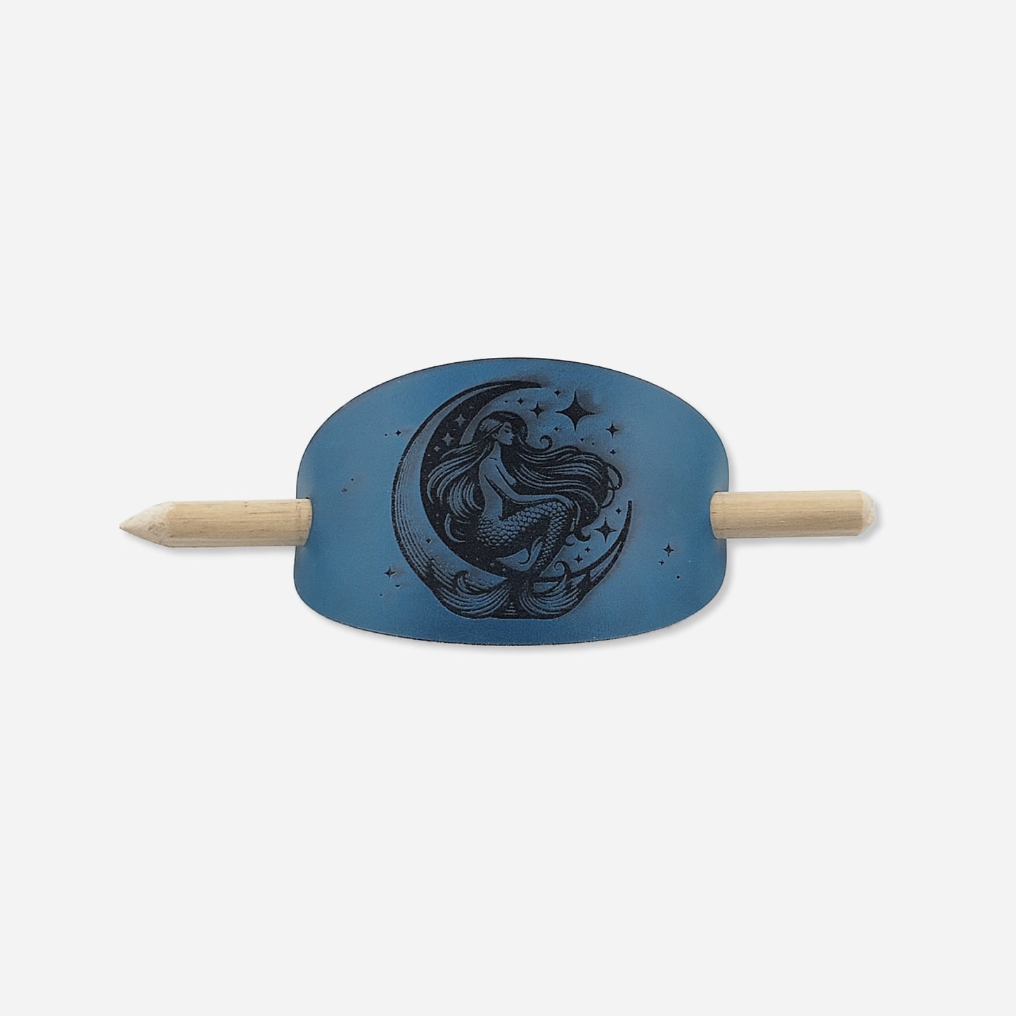 Mermaid Oval Hair Barrette - Blue & Black