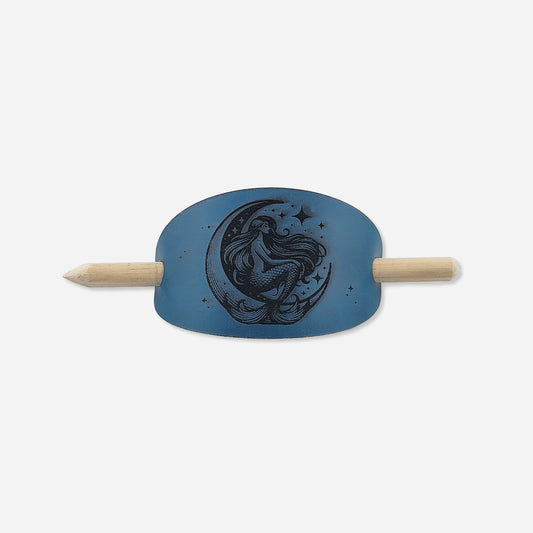 Mermaid Oval Hair Barrette - Blue & Black