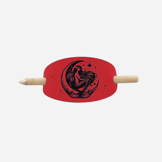 Mermaid Oval Hair Barrette - Red & Black