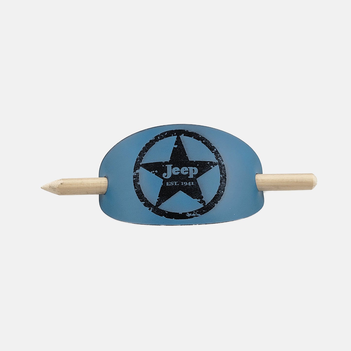 Jeep Military Star Oval Hair Barrette - Blue & Black
