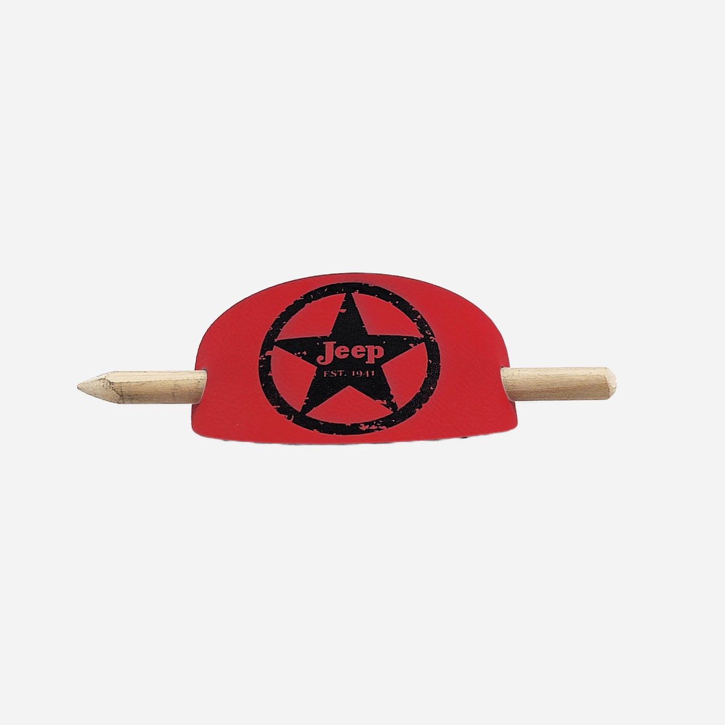 Jeep Military Star Oval Hair Barrette - Red & Black