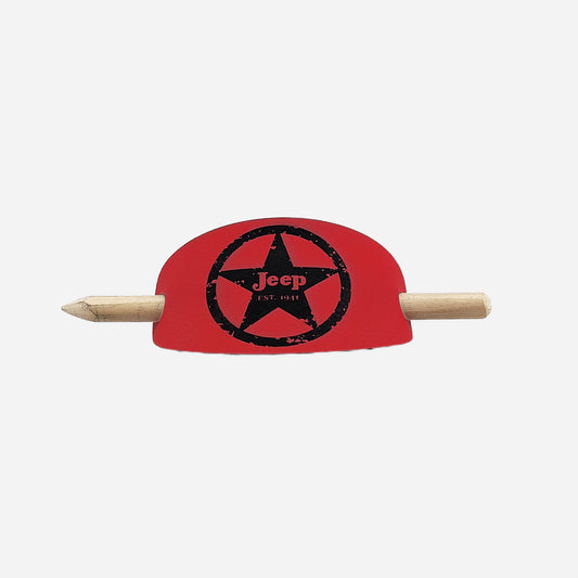 Jeep Military Star Oval Hair Barrette - Red & Black