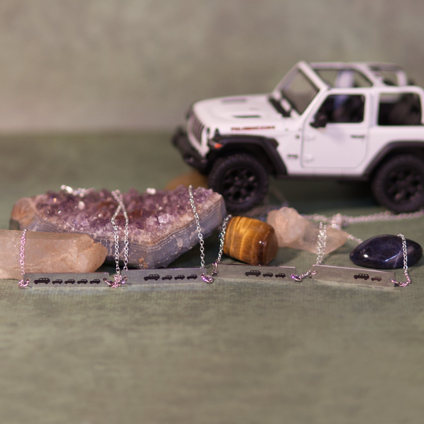 Mama Jeeper with Baby Jeeps Stainless Steel Necklace