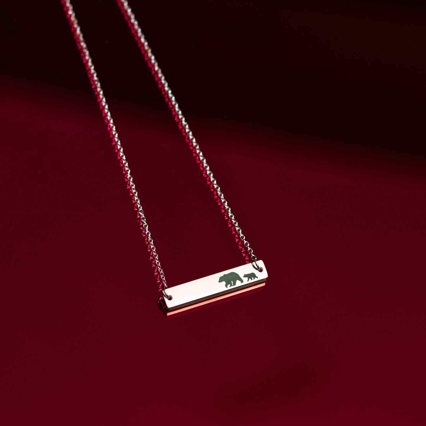 Mama Bear and Cubs Stainless Steel Necklace
