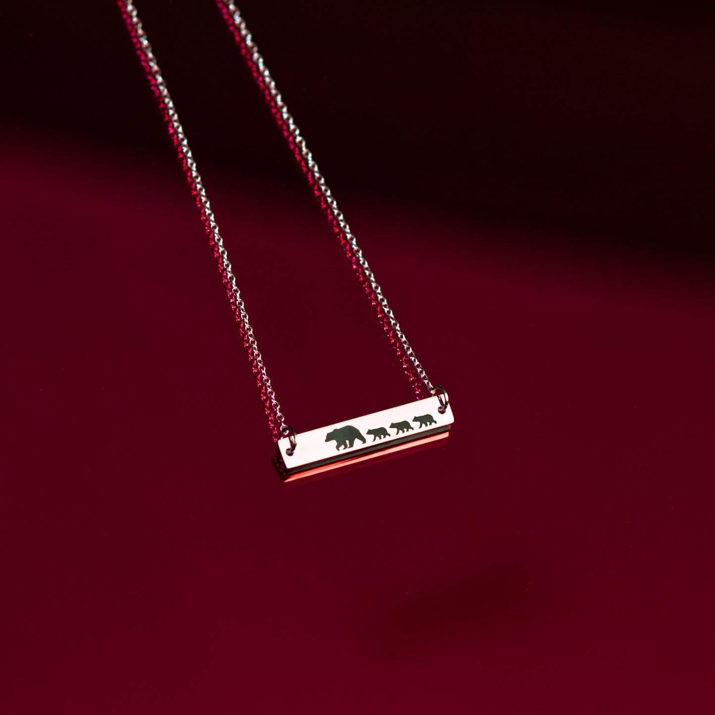 Mama Bear and Cubs Stainless Steel Necklace