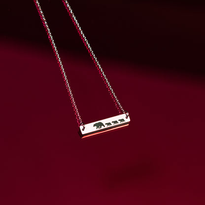 Mama Bear and Cubs Stainless Steel Necklace
