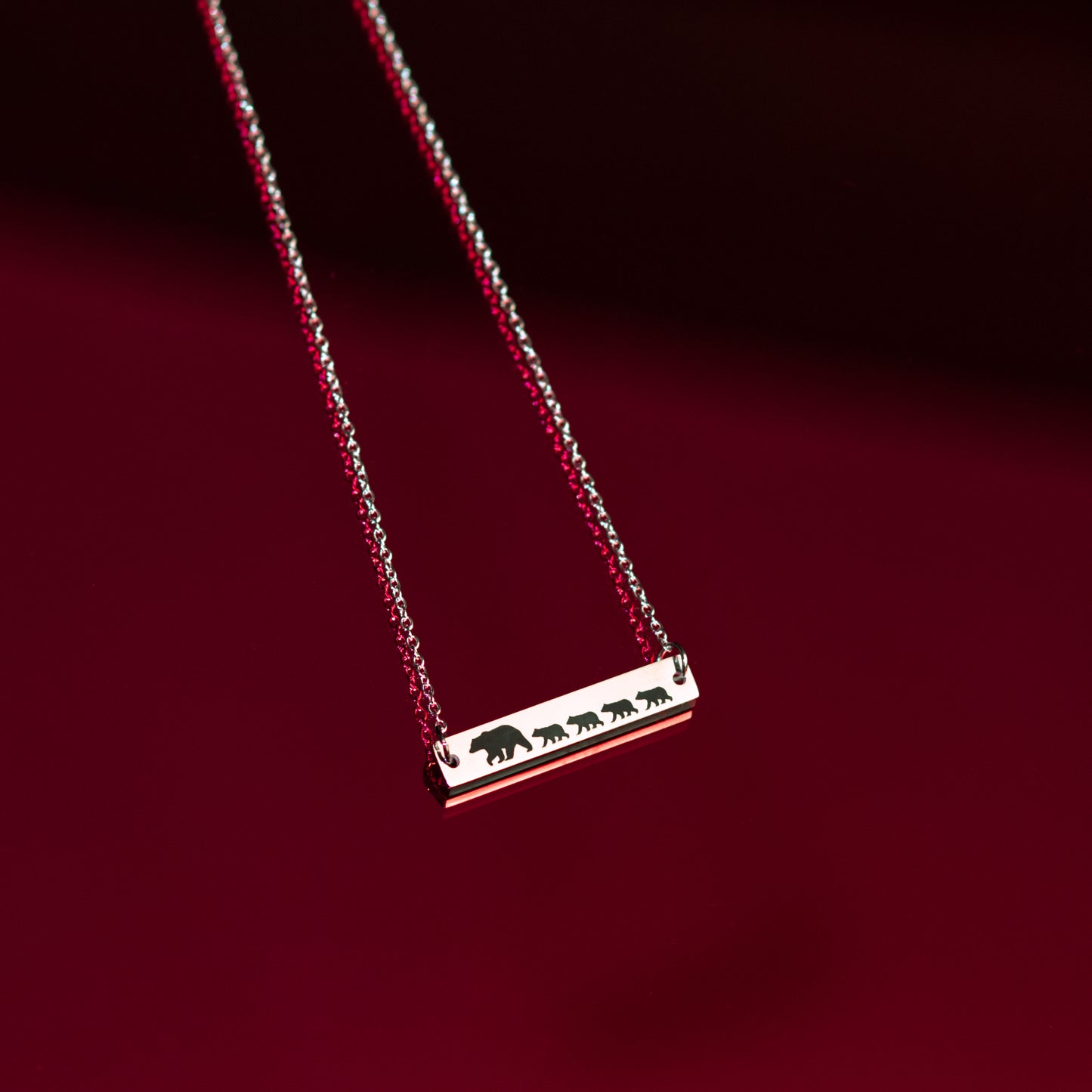 Mama Bear and Cubs Stainless Steel Necklace