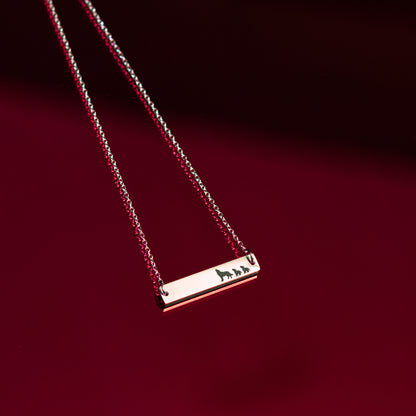Mama Wolf and Cubs Stainless Steel Necklace