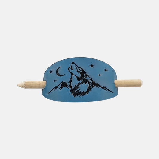 Mountain Wolf Hair Barrette - Blue & Black