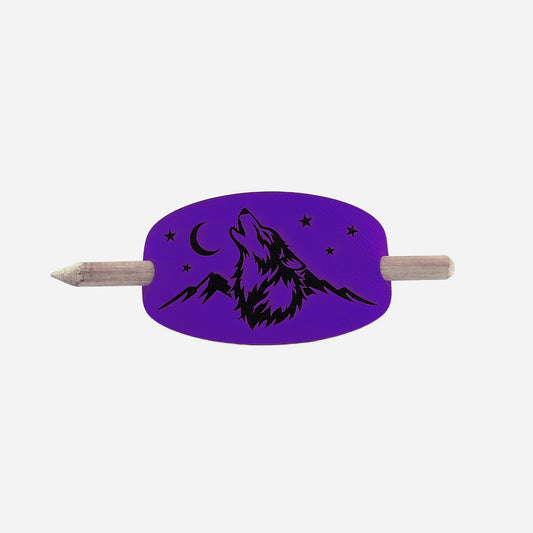 Mountain Wolf Hair Barrette - Purple & Black