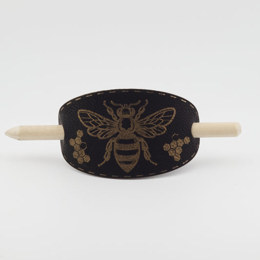 Honey Bee Oval Hair Barrette - Gold & Black