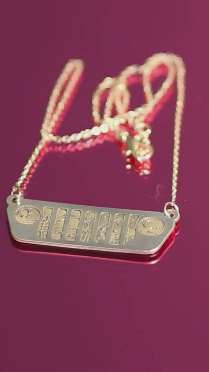 Jeep JL Grill with Ocean to Mountains Brass Necklace